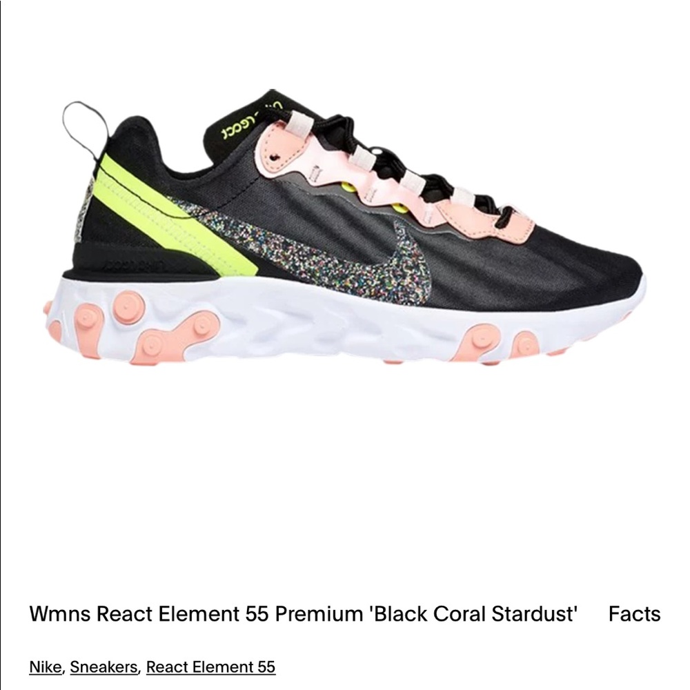 Nike Sneakers Women React Element 55 Premium’Black Coral Stardust-New wTicket